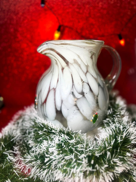 Jarra Jarra Artesanal Soplada a Mano con Charm de Vidrio - Colores Blanco, Azul y Verde (winter)