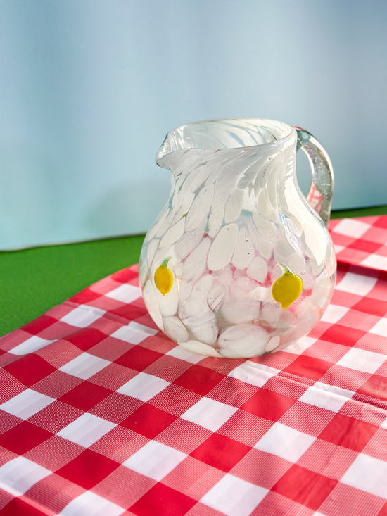 Jarra blanca limón Jarra soplada a mano con Charms – Edición limitada