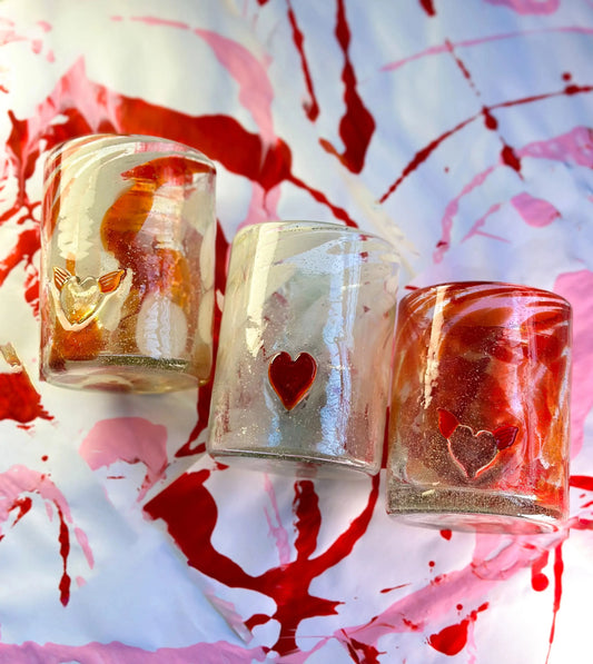 Vasos Vaso Artesanal Soplado a Mano con Charm de Corazón – Vidrio Reciclado