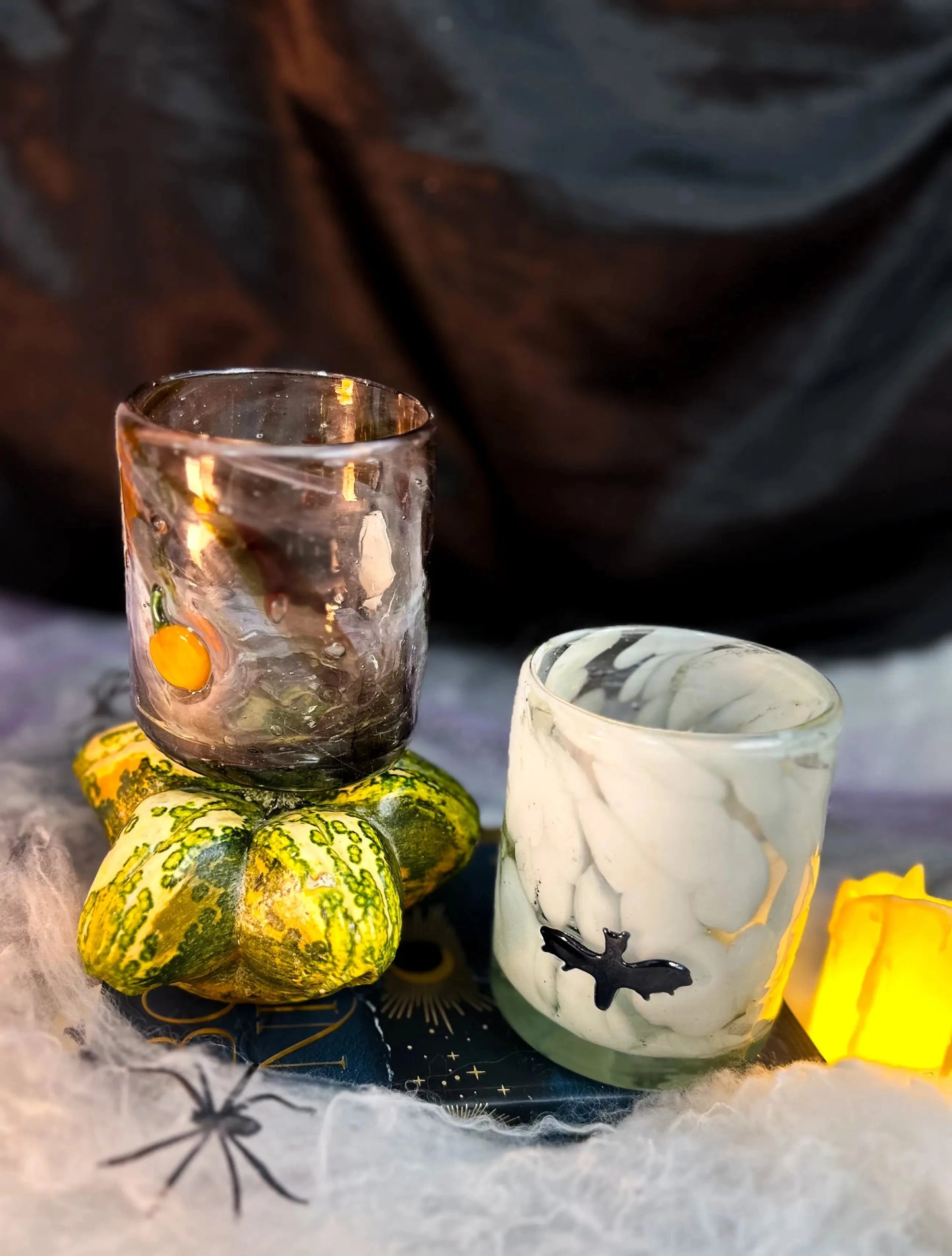 Vasos Vaso Artesanal Soplado a Mano con Charm de Vidrio (halloween)