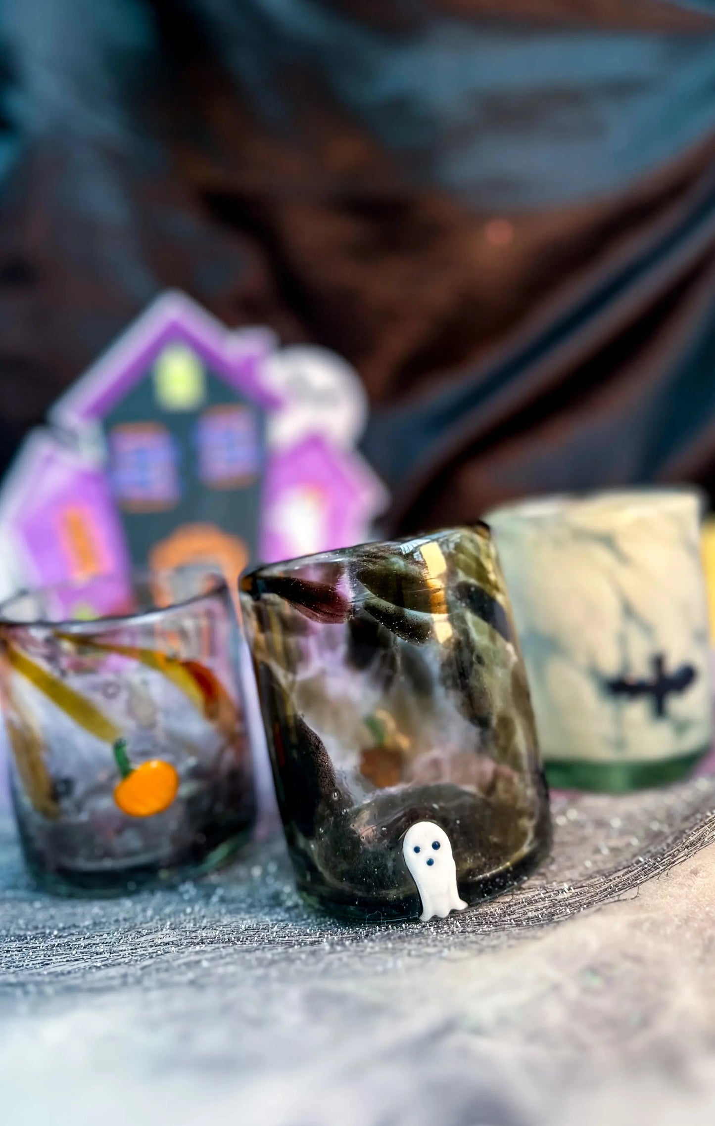 Vasos Vaso Artesanal Soplado a Mano con Charm de Vidrio (halloween)