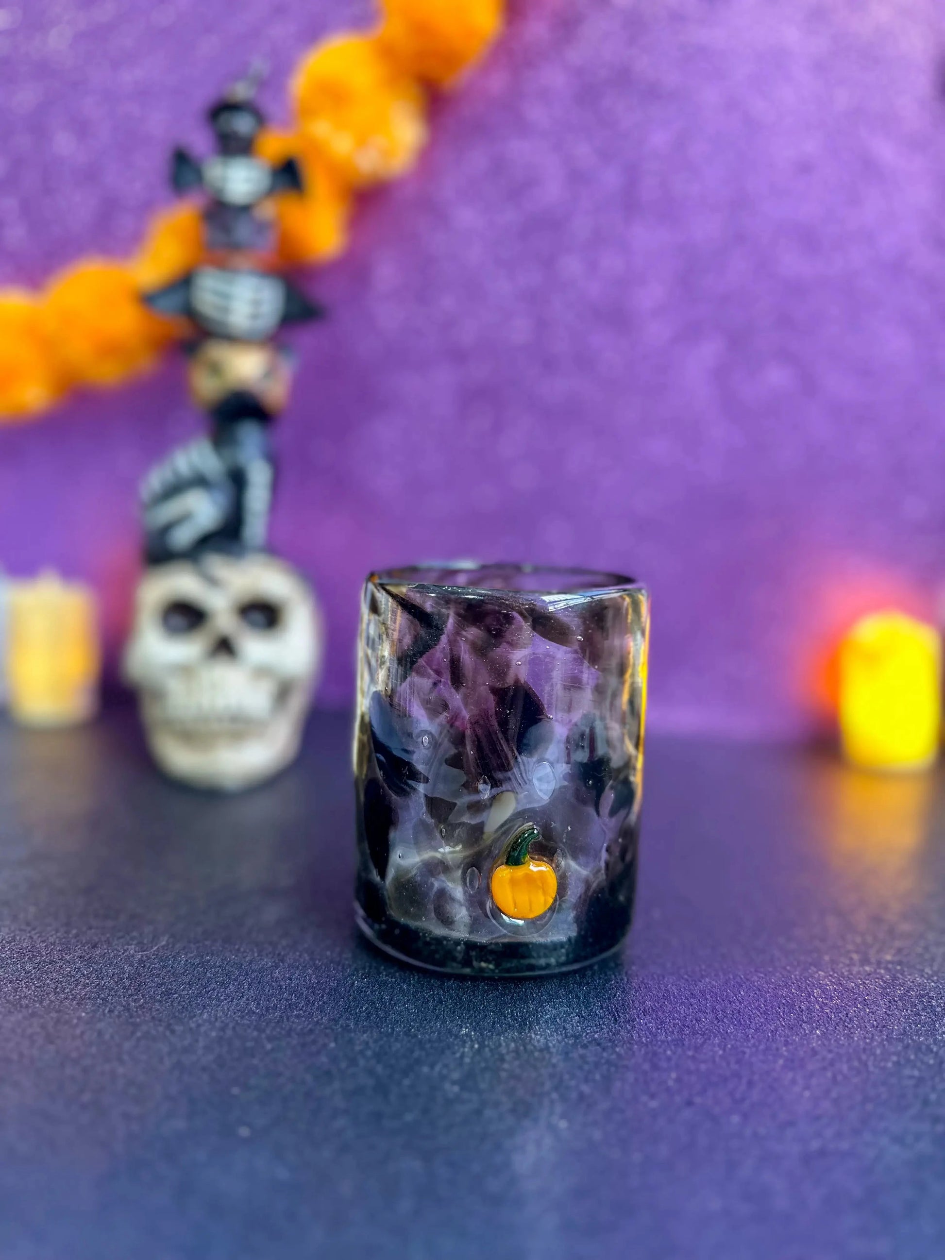 Vasos Vaso Artesanal Soplado a Mano con Charm de Vidrio (halloween)