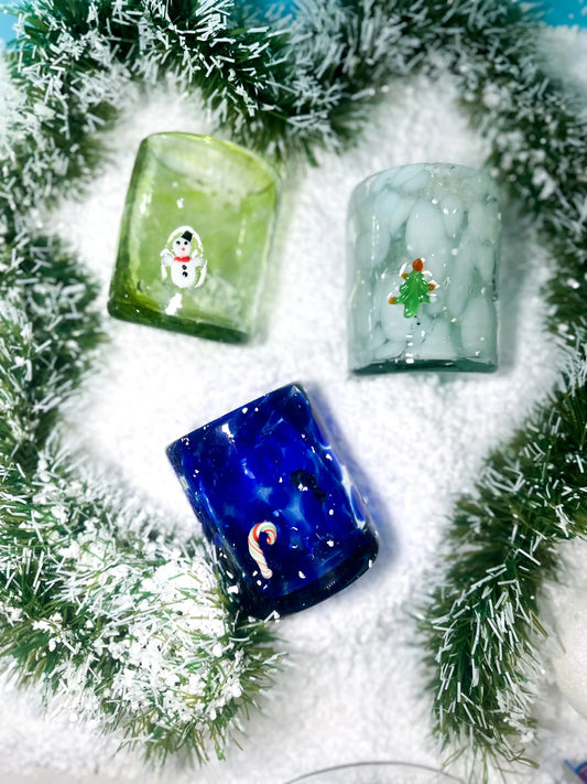 Vasos Vaso Artesanal Soplado a Mano con Charm de Vidrio (winter)