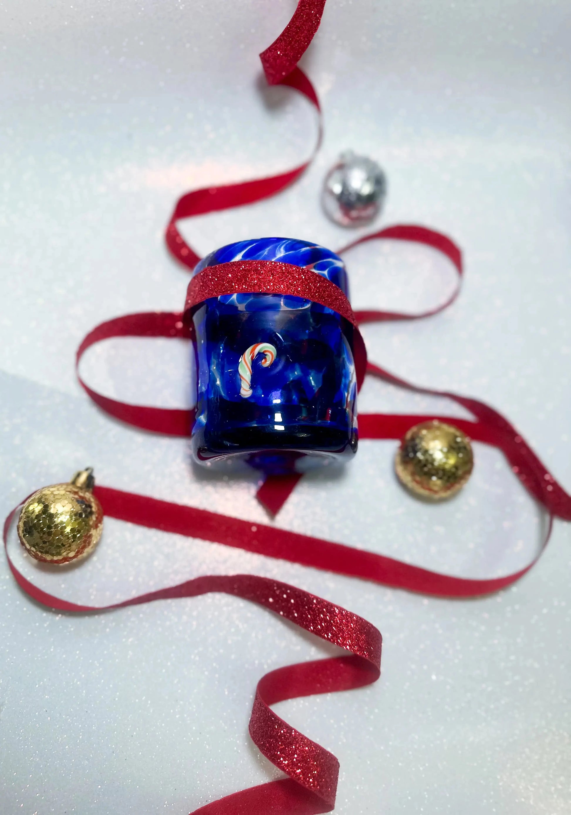 Vasos Vaso Artesanal Soplado a Mano con Charm de Vidrio (winter)