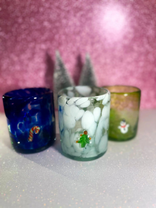 Vasos Vaso Artesanal Soplado a Mano con Charm de Vidrio (winter)